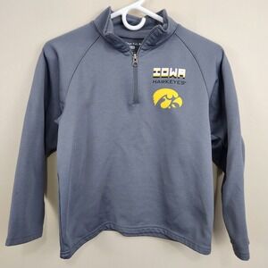 COLLEGE KIDS Iowa Hawkeyes Gray Fleece Logo Quarter Zip Pullover SZ‎ Small 8/10